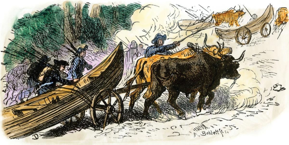 Drawing of Benedict Arnold’s expedition through Maine to attack Quebec in 1775