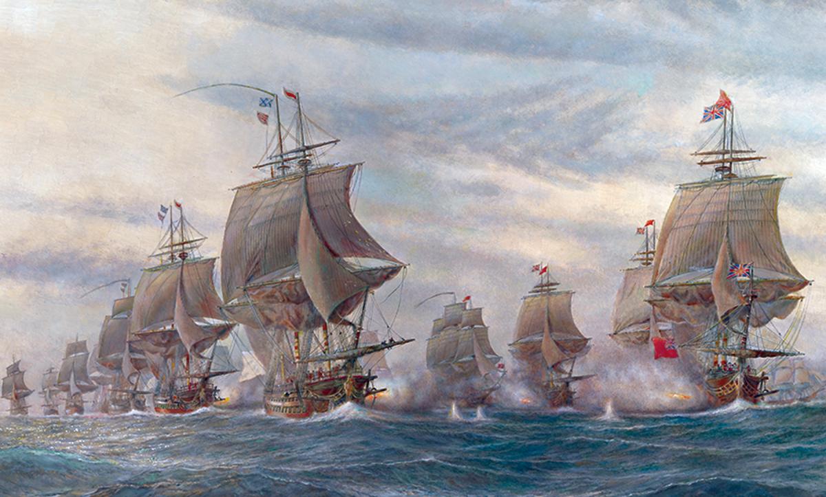 Painting of the Battle of the Virginia Capes