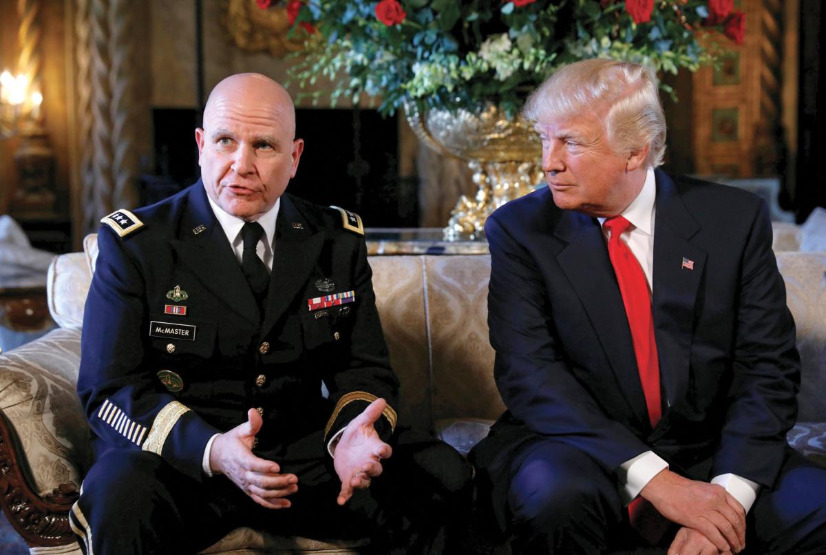 Donald Trump sitting with General H. R. McMaster
