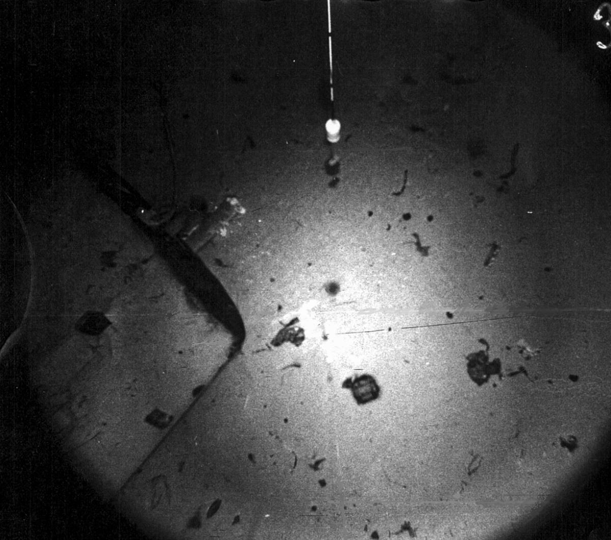 View of the wreckage of the USS Scorpion (SSN-589) taken by the USNS Mizar (T-AGOR-11)