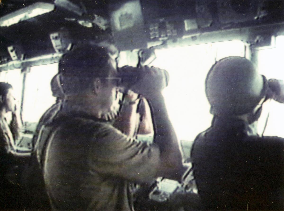 XO of USS Vincennes (CG-49) tracking hits on surface targets