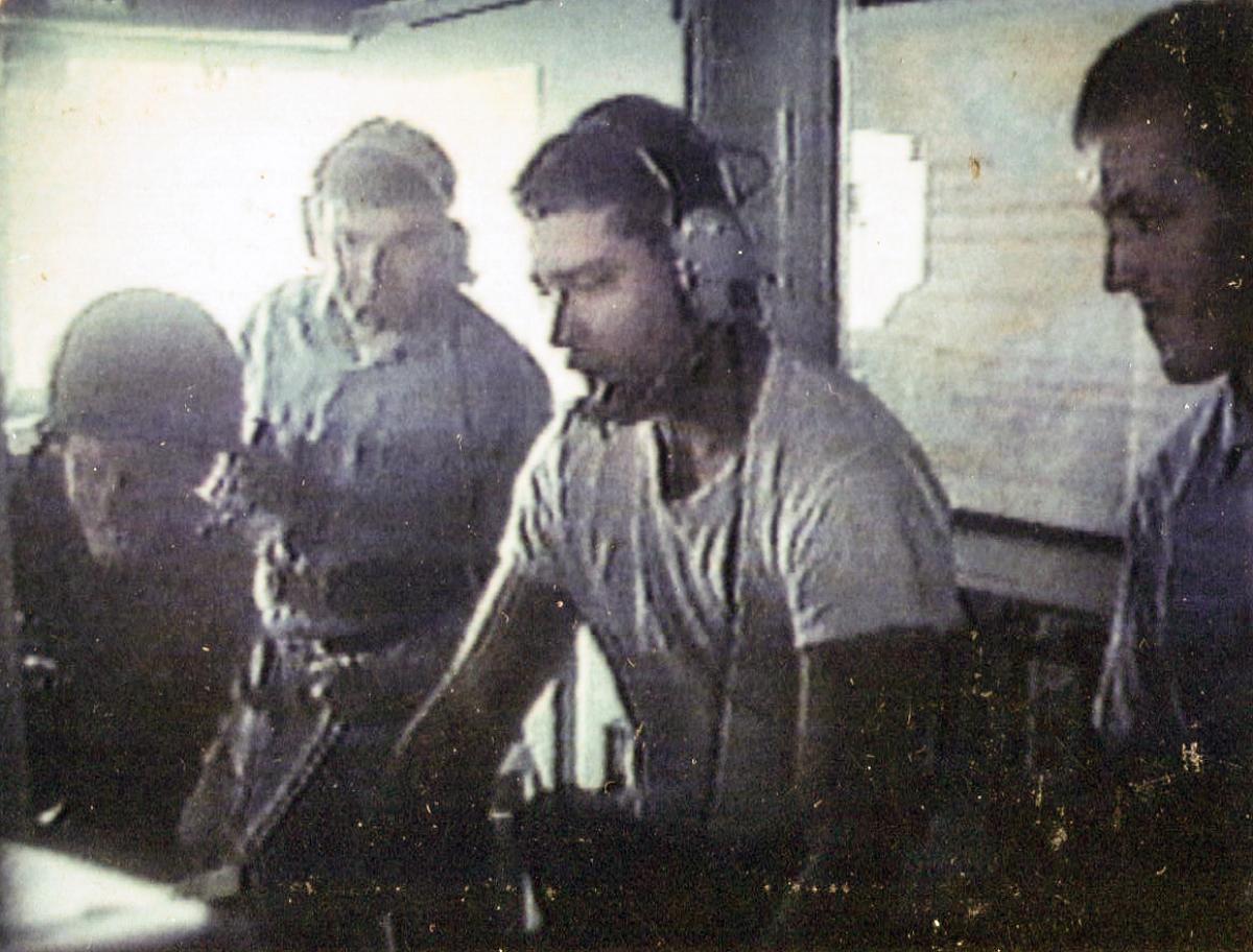 Bridge crew of USS Vincennes (CG-49) reacting to Iran Air missile hit