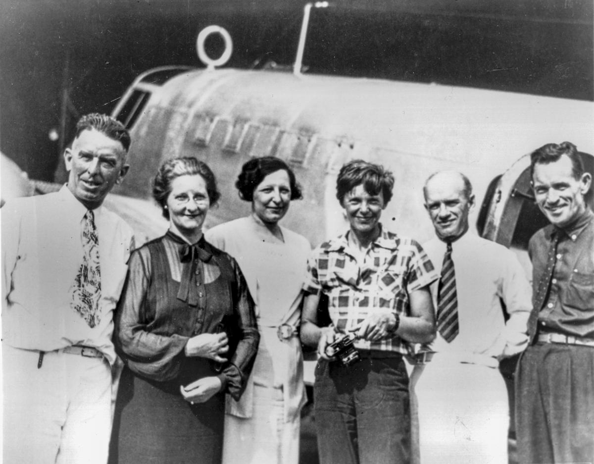 Amelia Earhart and navigator Fred Noonan on Lae