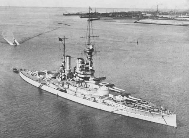 Great Britain’s role as de facto guarantor of the Monroe Doctrine ended largely as a result of the Royal Navy calling ships home because of a shipbuilding race with Imperial Germany at the turn of the 20th century. Here, the German battleship Baden is shown in Wilhelmshaven in 1918.