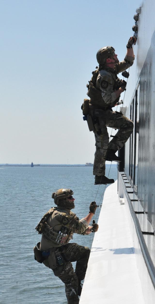 Reconfiguring the national security cutter’s embarked helicopter and cutter boats to enable a maritime security response team direct-action section to use them for vertical insertion and hook-and-climb embarkation could translate into mission employment possibilities.