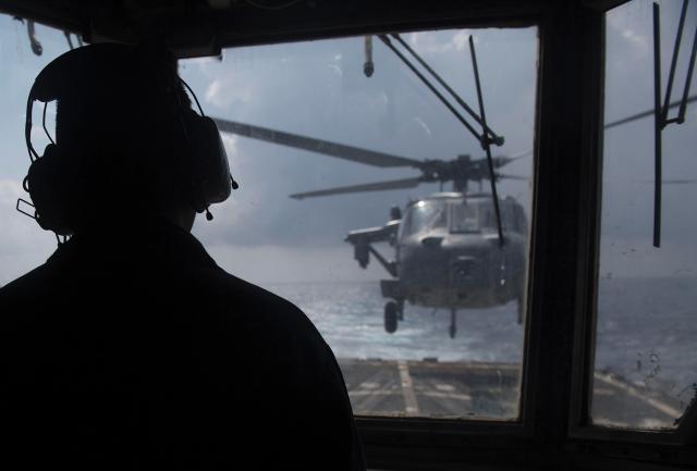 MH-60 helicopter conducting flight operations 