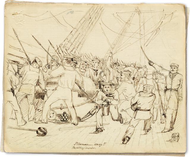 Weir’s depiction of a repel boarders drill 