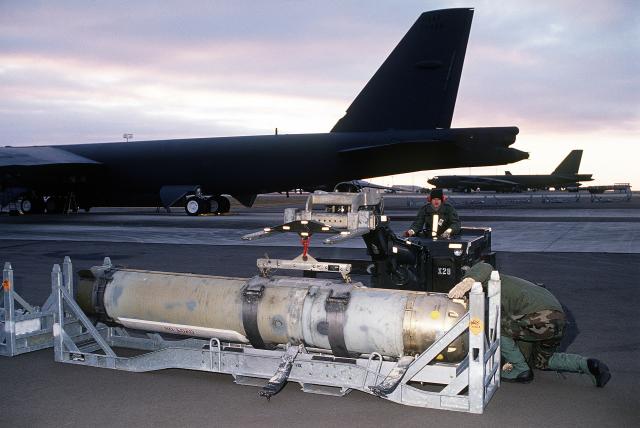 CAPTOR mine being loaded on a B-52