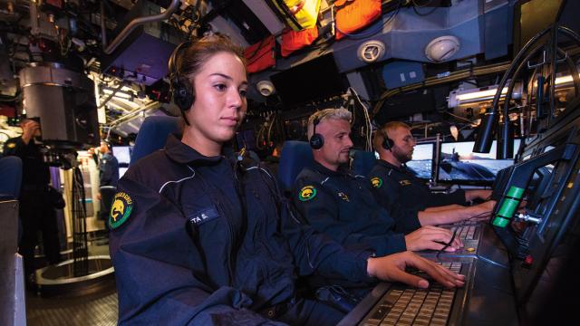 Italian Navy sailors in a submarine control room. To enhance personnel technical and operational skills development, the Italian Navy has collaborated with prestigious universities to promote a dynamic and cutting-edge training environment.