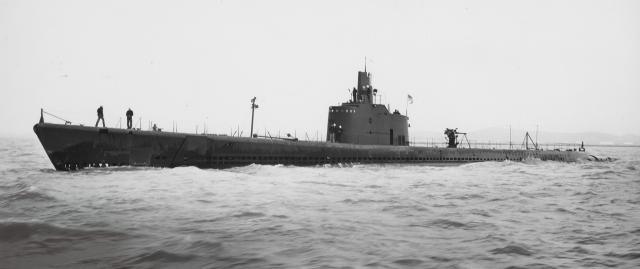 The USS Trigger (SS-237) off Mare Island, California. In June 1943, the Trigger glided submerged inside Tokyo harbor and fired four torpedoes at the Japanese aircraft carrier Hiyo. Captain Ned Beach was Trigger’s engineering officer on that mission, which he recounted in a 1957 Proceedings article.
