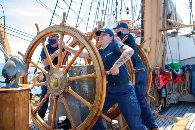 training today on board the USCGC Eagle (WIX-327).