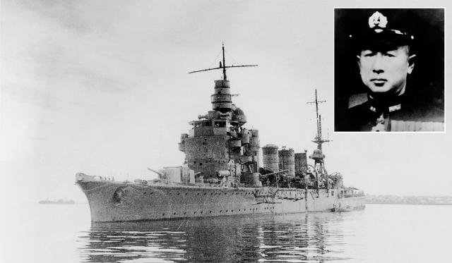 Admiral Shuji Nishimura in the flagship Naka
