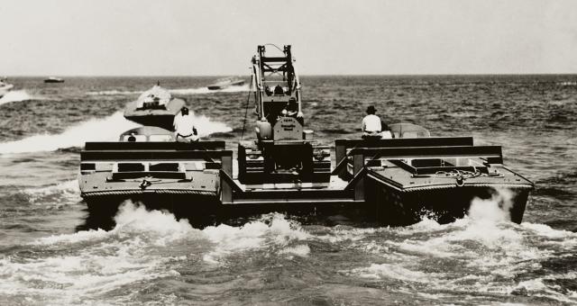 Andrew Higgins’ “Eureka” landing craft eventually evolved into a series of specialized armed and armored landing craft