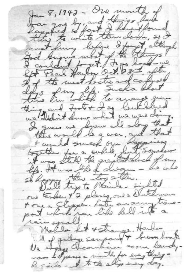 The first page of Lieutenant Henderson’s diary. 