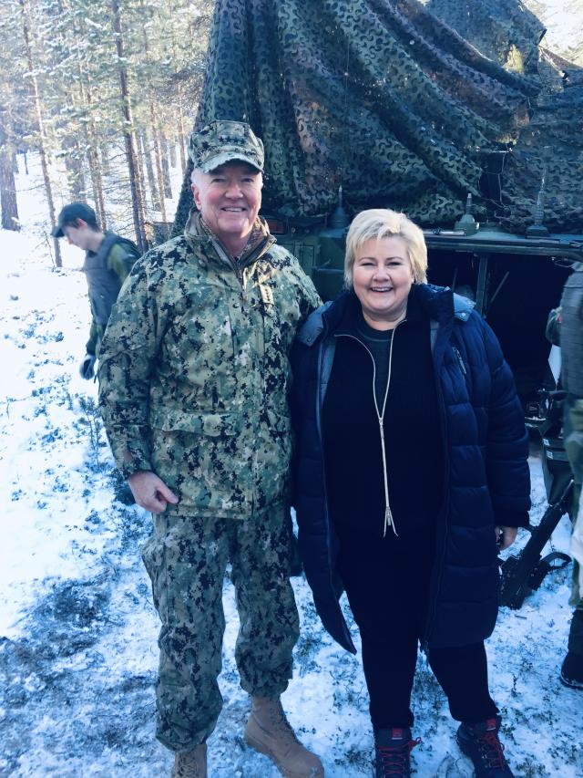 Norwegian Prime Minister Solberg and Admiral Foggo