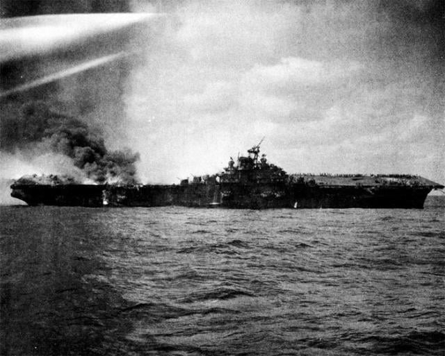 USS Franklin fire
