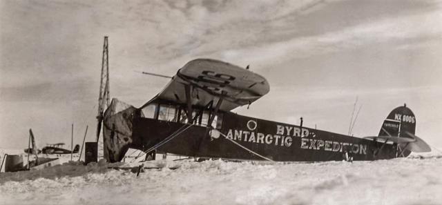 Left behind after the first Richard E. Byrd Antarctic Expedition, the little Fairchild was resurrected from its years-long entombment in snow to fly during Byrd’s second Antarctic expedition in the early 1930s. This scene is from that second exploration.