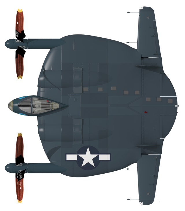 Overhead drawing of a Chance Vought XF5U-1 aircraft