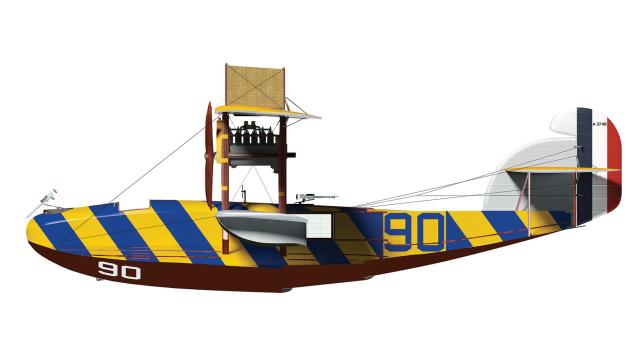 A late-version Naval Aircraft Factory F-5L in the Atlantic Fleet, circa 1923. Vivid markings were used in  fleet exercises.