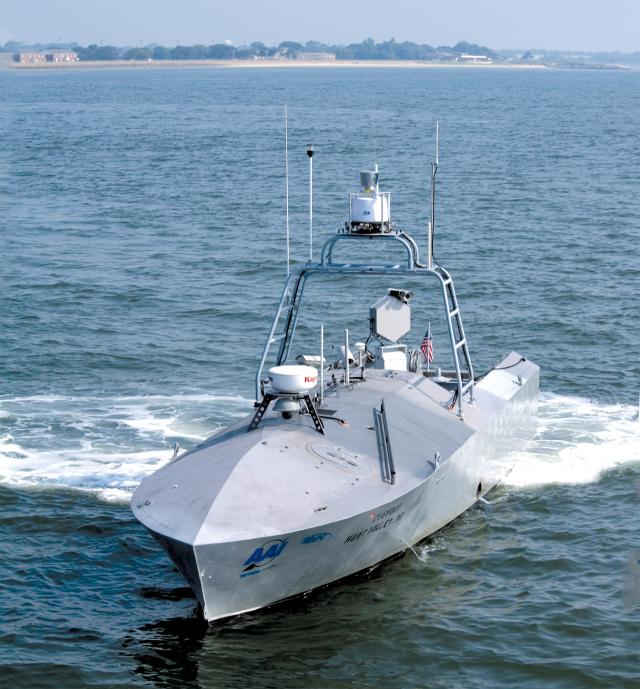 The final step in all search-and-rescue responses is recovering the victims—something that would be more difficult in the heat of battle. A potential solution is to pair UAVs with USVs such as the common unmanned surface vehicle. Once survivors are identified, their GPS coordinates could be relayed to surface drones, which would collect the stranded sailors.