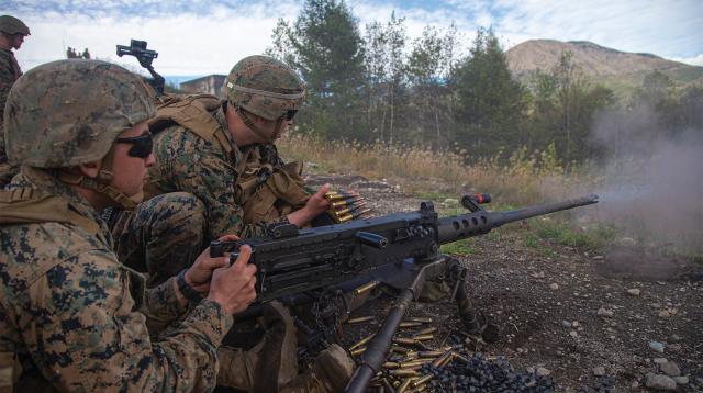 Marines with 3d Battalion, 3d Marines, 3d Marine Division, fire an M2 .50-caliber machine gun during Resolute Dragon 22. Most Marines believe that the infantry exists to support maneuver, and it must have the firepower to do so.