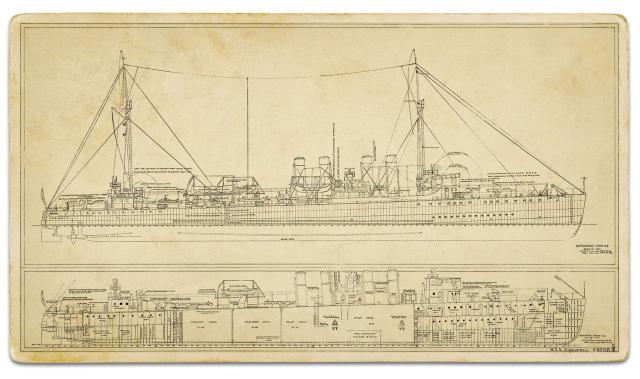 A profile view of the Wickes-class destroyer USS Sigourney (DD-81).