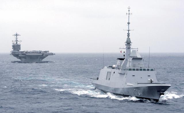 Morocco has executed multiple bilateral exercises with the U.S. Navy, increasing the ability of U.S. and Moroccan maritime forces to work together to address security concerns and increase stability in the region. The Royal Moroccan Navy frigate Mohammed VI sails here with the USS Harry S. Truman (CVN-75) during exercise Lightning Handshake.