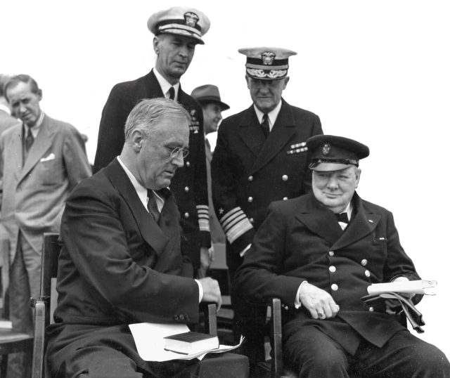 FDR sitting with British Prime Minister Winston Churchill