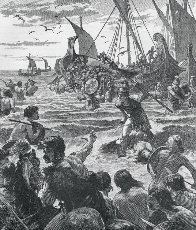 Four Roman legions totaling some 20,000 troops took part in the invasion—but factoring in auxiliary combat detachments, servants, slaves, and camp followers, the invasion involved an estimated 35,000 to 40,000 individuals.