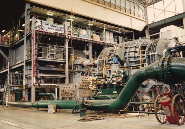 Detail of the DDG-51 Land-Based Engineering Site (LBES) waterbreak at Naval Surface Warfare Center Philadelphia in 1990. Testing at DDG-51 LBES identified several issues prior to the USS Arleigh Burke (DDG-51) sea trials.