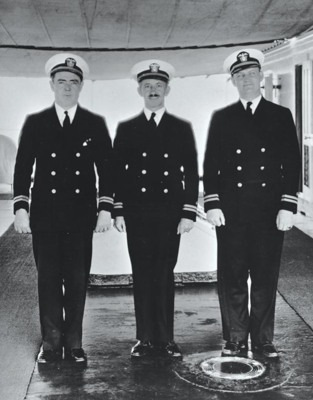 Then-Lieutenant Arleigh Burke on board the USS Procyon (AG-11,) while serving on the Base Force staff.