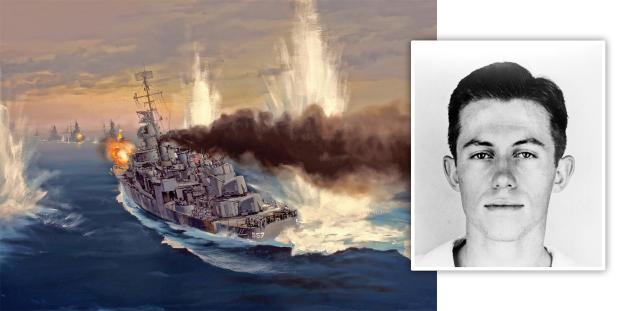 Grievously wounded in November 1942 at Guadalcanal, then-Ensign Robert Hagen would not be with the Aaron Ward when she sank five months later, and he would survive the loss of the Johnston, pictured here, at Leyte Gulf in October 1944.