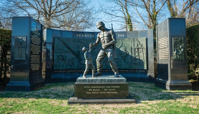 A monument to the U.S. Navy Seabees