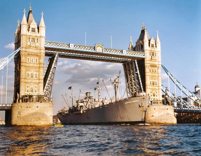 In 1994, the SS Jeremiah O’Brien steamed through the Golden Gate, down the West Coast,  through the Panama Canal, and across the Atlantic to England and France, where she and her crew  (a mix of old salts whose average age was 70 and a few cadets from the California Maritime  Academy) participated in the 50th Anniversary of Operation Overlord.