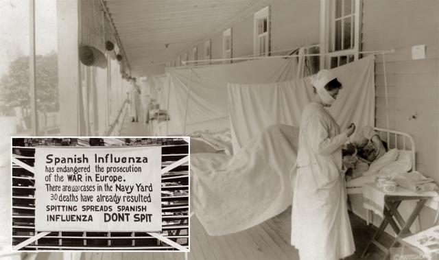 An influenza ward at Walter Reed Hospital 