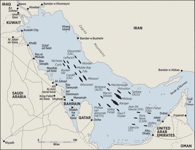 Coalition Naval Forces in the Persian Gulf, 17 January 1991