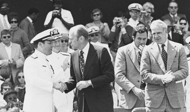 Holloway shaking hands with President Gerald Ford