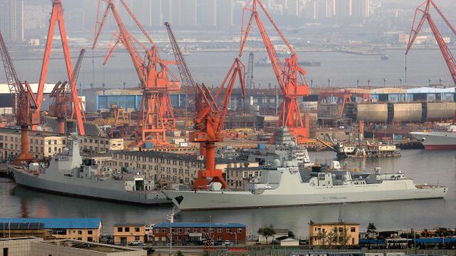 Admiral Shen Jinlong has said the PLAN must become a world-class navy as quickly as possible, and the PLAN has responded. Orders for new classes of advanced destroyers, frigates, corvettes, and auxiliaries have kept Chinese shipyards, such as this one at Dalian, on a near wartime footing.