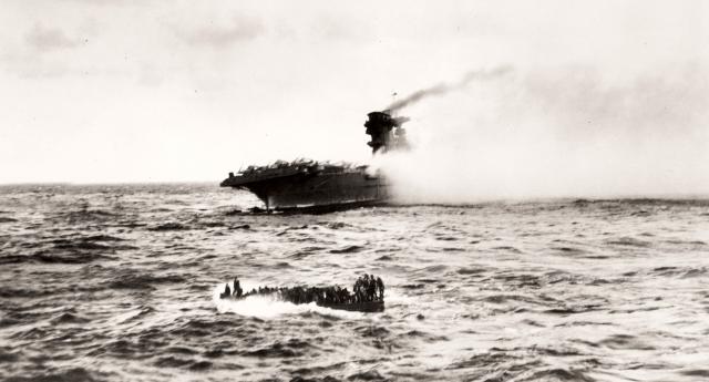 The USS Lexington (CV-2), shown here, was lost in the Battle of the Coral Sea in 1942 after being crippled by the Japanese. At the time, there were 11 carriers under construction, allowing Admiral Chester Nimitz to take bold actions and greater risks.