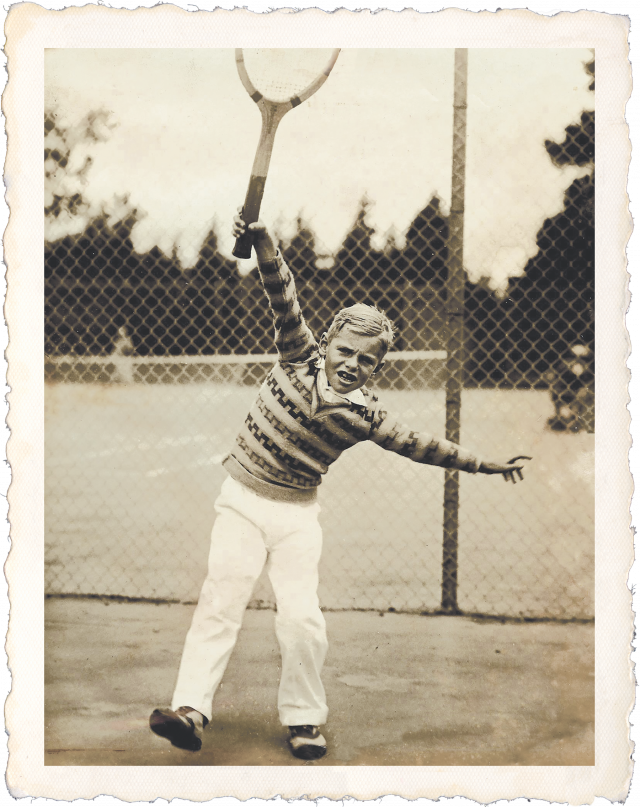 Joe Hunt playing tennis when he was a young boy