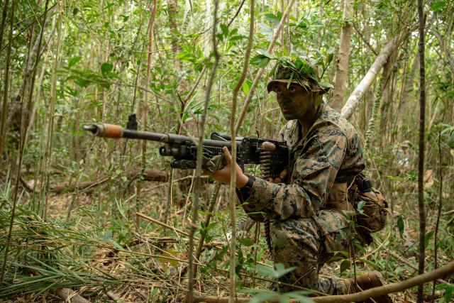 Operating from Expeditionary Advanced Bases on remote Pacific Islands will require Marines to blend into their environment not just for hours but for days or weeks at a time. 
