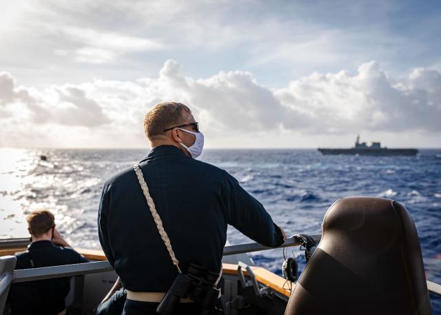 U.S. Navy commanding officer at sea on a destroyer