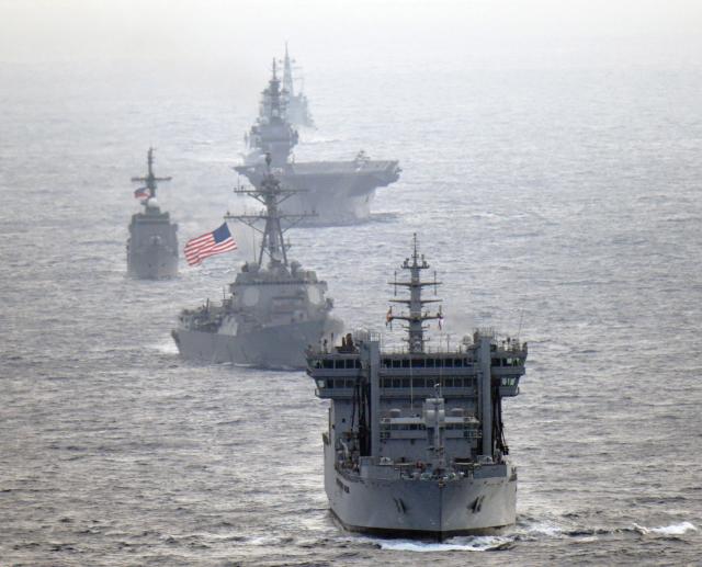 Ships of several navies sailing together