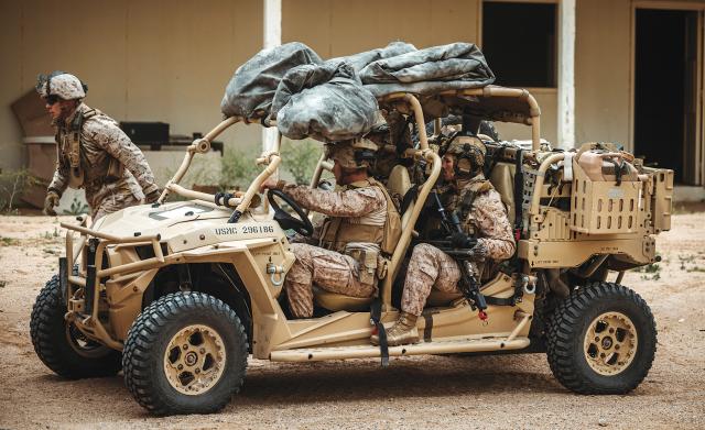 Polaris MRZR lightweight tactical combat vehicles—recently procured by the Marine Corps—were fielded first in MarSOC, allowing the service to observe their utility before making a forcewide procurement decision. 