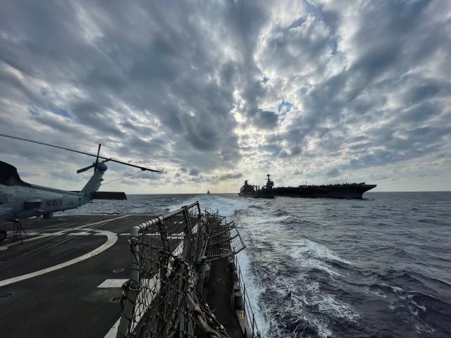 Normandy Sojourns ENS Jacqueline Hayre-Perez, USN The USS Normandy (CG-60) while deployed as part of Sixth Fleet, summer 2023.