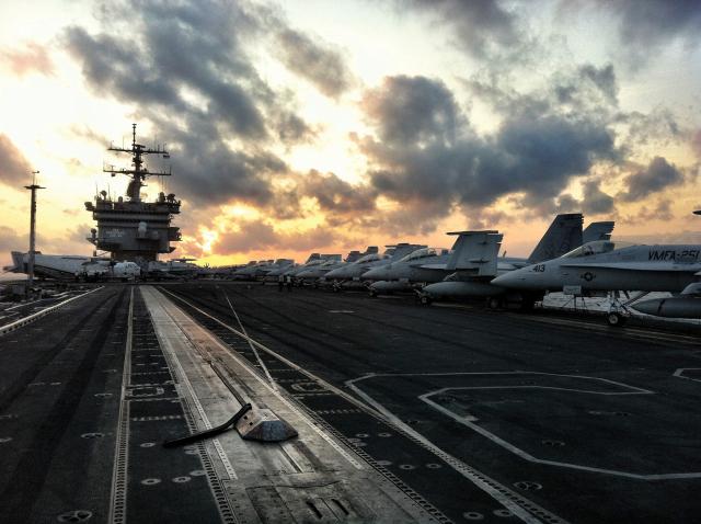 Sunrise Over Cat 1 LCDR Brian Karlo, USN Sunrise over the Atlantic Ocean on return from final deployment on board the USS Enterprise’s (CVN-65) in 2012.