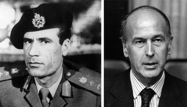 Libyan dictator Muammar Gaddafi (left)