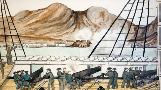 On 17 November 1947 at Guaymas, the Dale provides cover fire to U.S. sailors and Marines as they repulse an attempt to retake the city. Worden and the Southampton arrived on 20 December to resupply the Dale.    
