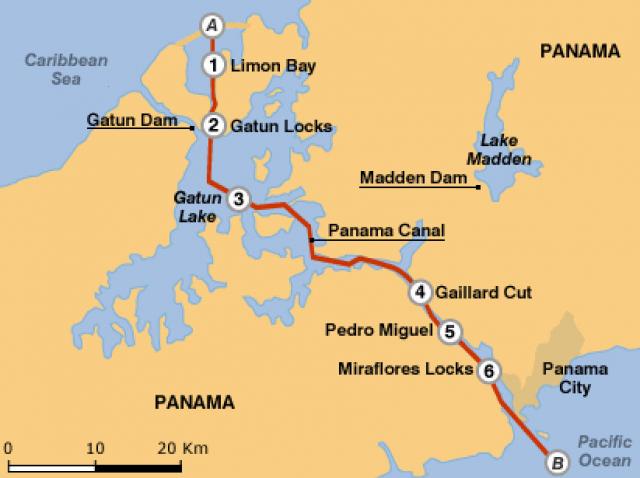 Map of the Panama Canal