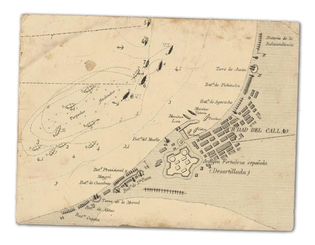 . . . But when the Spanish then attempted to inflict the same treatment on Callao, Peru (right), the defenses there—bolstered by Mason and his fellow American freelancers—saved the city and drove off the enemy.